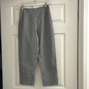 Doen Black and White Gingham High-Waist Pants